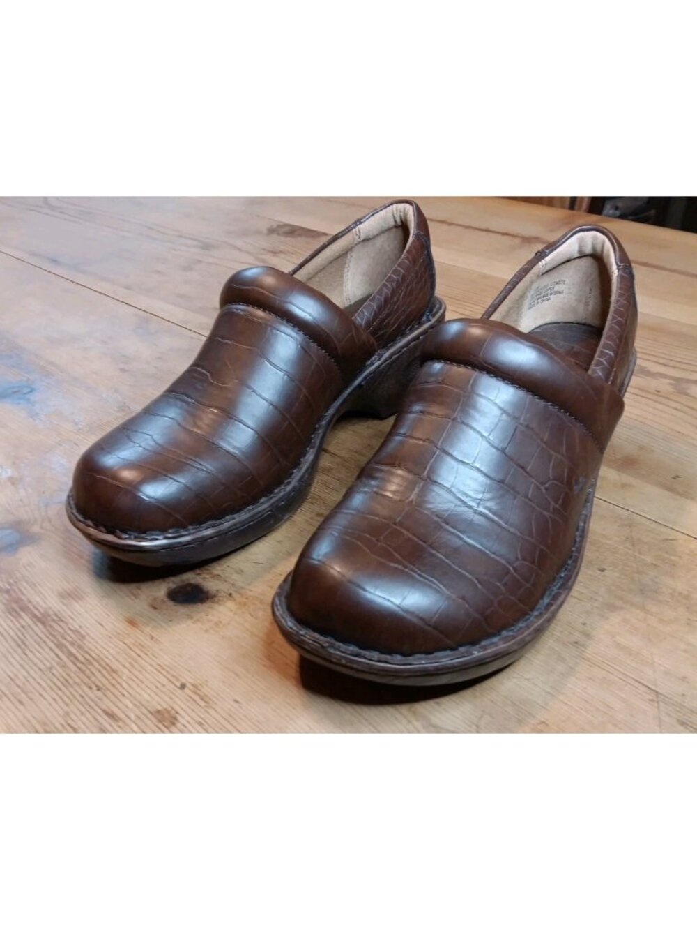 Born BOC Peggy Clog Shoe Womens US 11 M Brown Slip On Animal Croc Print Vegan